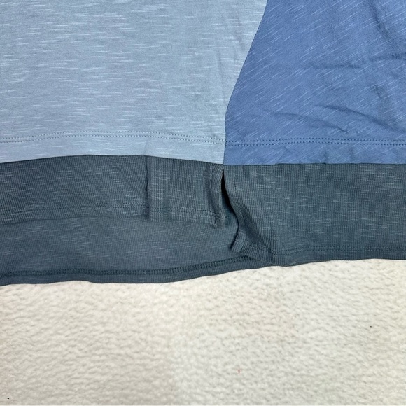 LOGO by Lori Goldstein Tunic Top 1XP Blue Colorblock 3/4 Sleeve Beachy Stretchy - Picture 6 of 12